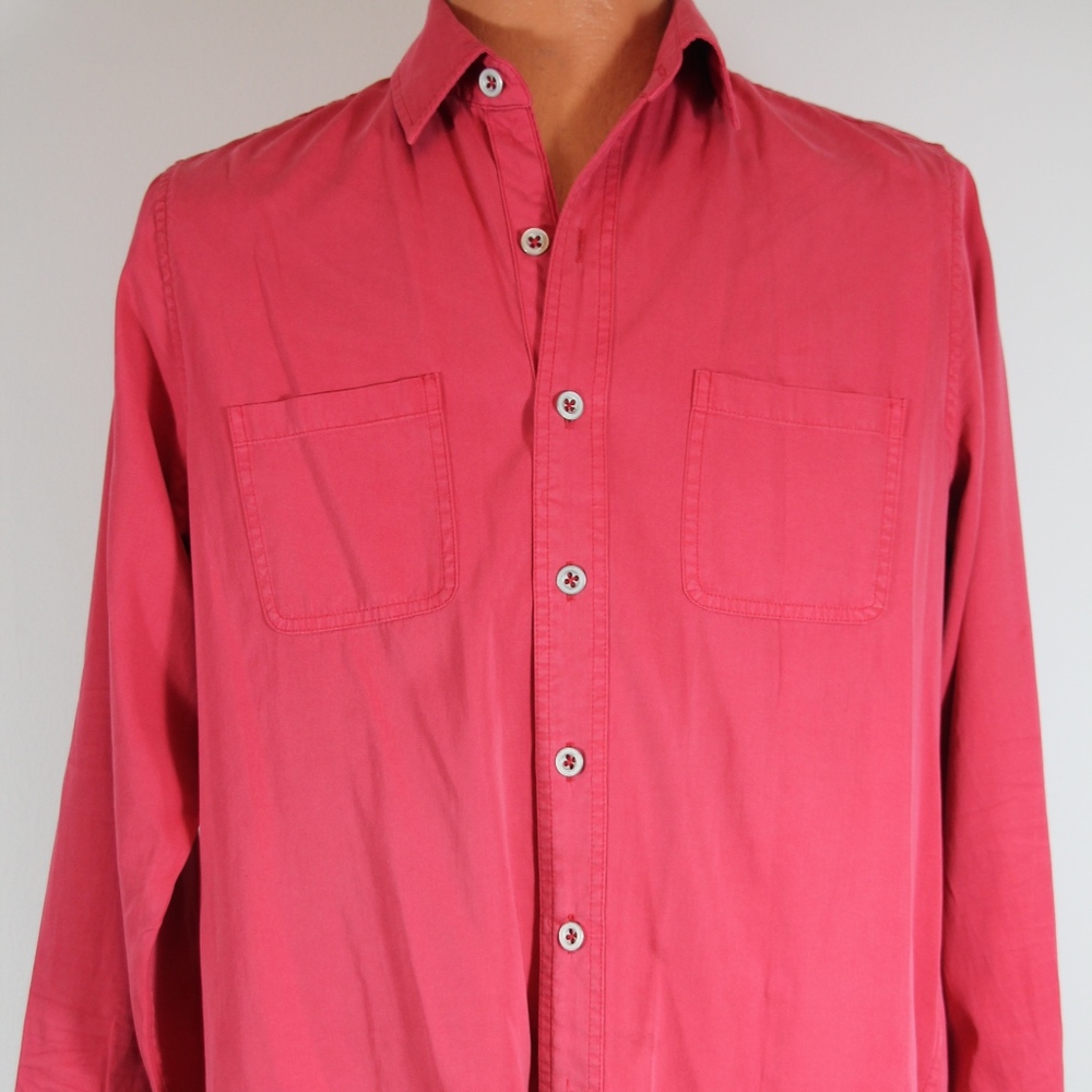 GRAMERCY FOUNDRY Raspberry Red Silk & Cotton Shirt